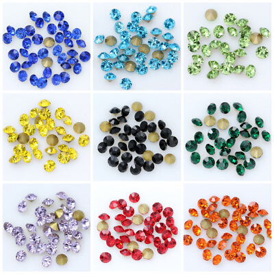 #ad Wholesale Top Quality Czech Glass Crystal Rhinestones Round Pointed Foiled Back $7.99
