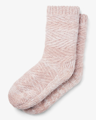 #ad Express Cozy Slipper Socks Pink Mauve Super SOFT Thick Over Sized Anti Slip $13.79