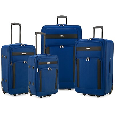 #ad Elite Luggage Turin 4Pc Softside Lightweight Upright Rolling Travel Luggage Set $99.99