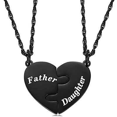 #ad Father and Daughter Heart Matching Necklace Set for 2 Daughter to Dad Fathe... $25.49