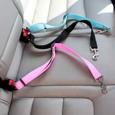 #ad Dog Seat belt Safety Adjustable Harness Belt Leash Pet Clip Safety Lever $6.56