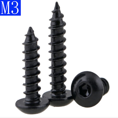 #ad M3 High Tensile 8.8 Black Oxide Button Head Socket Cap Self Tapping Screws Hex $5.71