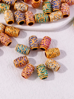 #ad 50 Pcs African Hair Jewelry Braid Rings Dreadlock Beads Loose Bead Macrame Beads $7.99