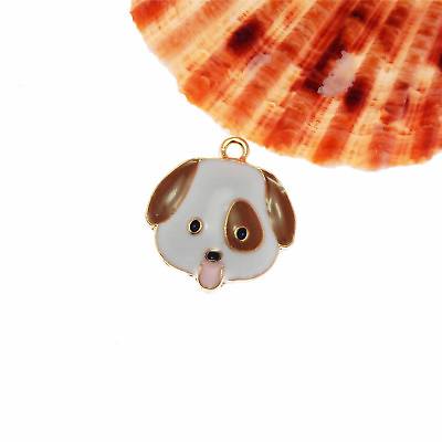 #ad Lot of 5 Cute Dog Head Look Enamel Metal Charm Necklace Pendant Findings 20x22mm $1.99