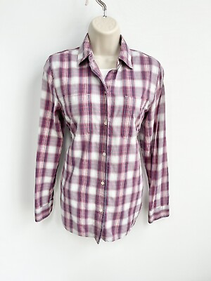 #ad Madewell Button Up Oversized Shirt Sz S Top Manhasset Plaid Pink Blue Jeans Blue $6.00