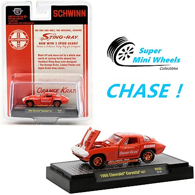 #ad CHASE M2 Machines 1:64 1966 Chevrolet Corvette 427 Schwinn Orange Krate $49.98