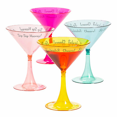 #ad Cocktail Party Plastic Martini Glasses Party Supplies 4 Pieces $16.56