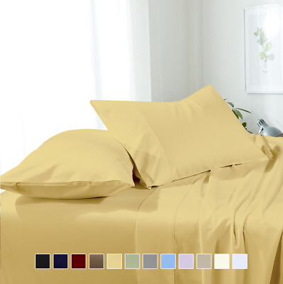 Luxury Bed Sheet Sets Super Soft Microfiber Attached Waterbed Solid Sheet Set $44.99