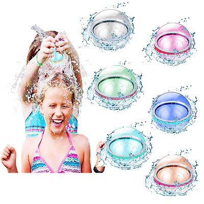 #ad 6 Pack Reusable Water Balloons For Water Fight Game Quick Fill Self Sealing New $14.41