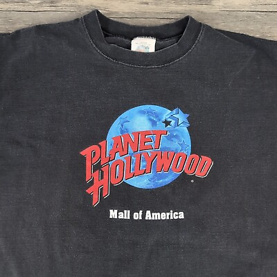#ad Vintage Planet Hollywood Shirt Adult Large Mall of America Black Single Stitch $14.95