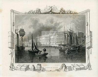 #ad CUSTOM HOUSE Antique 1840 Engraved Print #I099 GBP 16.00