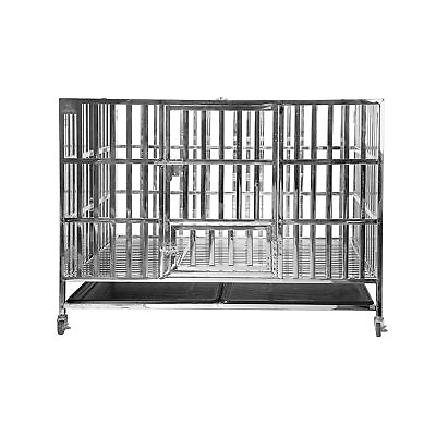 #ad Confote 48quot; Heavy Duty Stainless Steel Dog Cage Kennel Crate and Playpen for ... $243.67