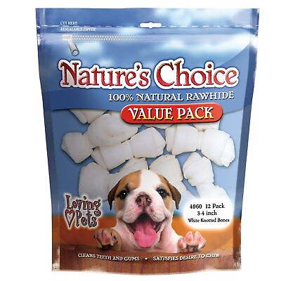 #ad Nature#x27;s Choice White Knotted Rawhide Bones for Dogs 12 Pack of 3 4quot; Bones... $16.65
