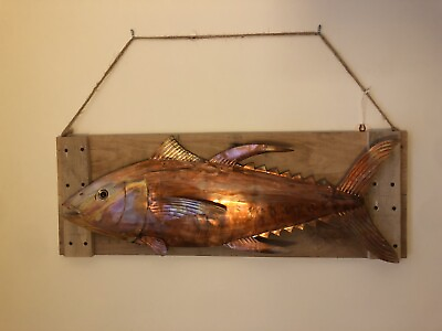 #ad Yellowfin Tuna Beach House Copper Wall Art Blue Marlin Sculpture Game Fish 082 $263.00