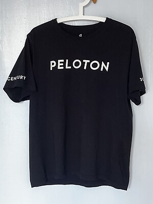 #ad Peloton 100 Mens L Black Short Sleeve Crew T Shirt Logo 100% Cotton FLAWLESS $17.80
