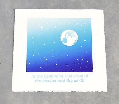 #ad MARIANNE WIELAND Embossed quot;IN THE BEGINNING GOD CREATED HEAVENquot; Print #8 160 $54.59