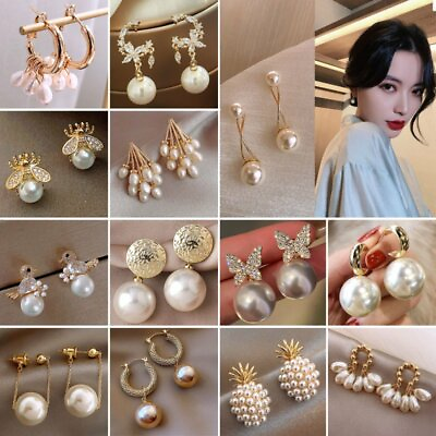 #ad 2022 Fashion Pearl Tassel Stud Earrings Drop Dangle Women Wedding Jewelry Gifts C $1.29