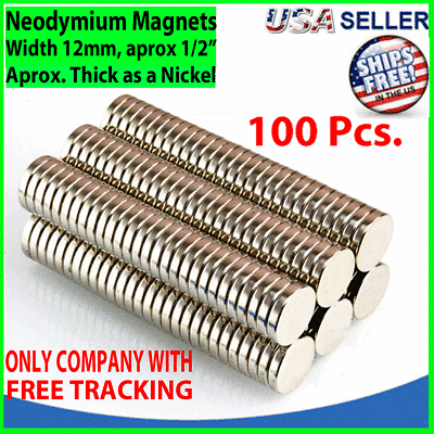 100 Neodymium Magnets Round Disc N35 Super Strong Rare Earth 12mm X 2mm Fridge $11.29