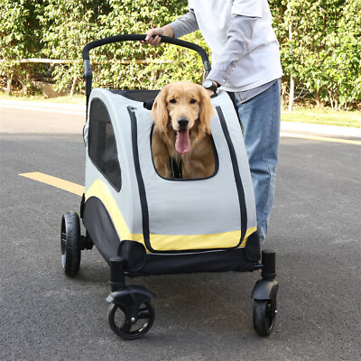 #ad BingoPaw 41quot; Foldable Dog Stroller Senior Dogs Travel Pram Easy Inamp;Out for 2 Dog $129.92