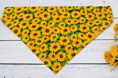 #ad Sunflower Dog Bandana OVER THE COLLAR Cat Bandana Sunflowers Summer Fall $8.09