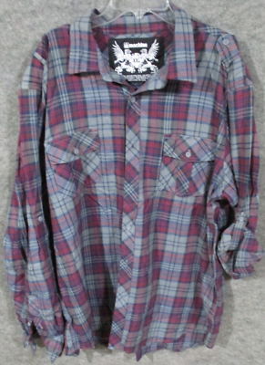 #ad MK Machine Mens Plaid Flannel Roll Tab Sleeve Shirt Green XXL $19.99
