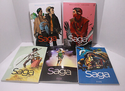 #ad Saga Comic Books Image Vol.1 5 Brian K Vaughan Image Trade Paperback 1 2 3 4 5 $29.99