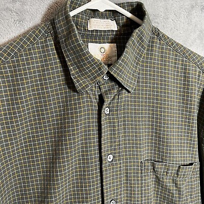 #ad Viyella Button Down Shirt Men#x27;s L Wool Blend Check Green Long Sleeve Canada $23.99