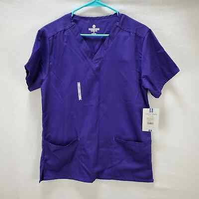 #ad White Swan Fundamentals Scrub Shirt Top Pockets Purple Nurse Womens Small New $8.44